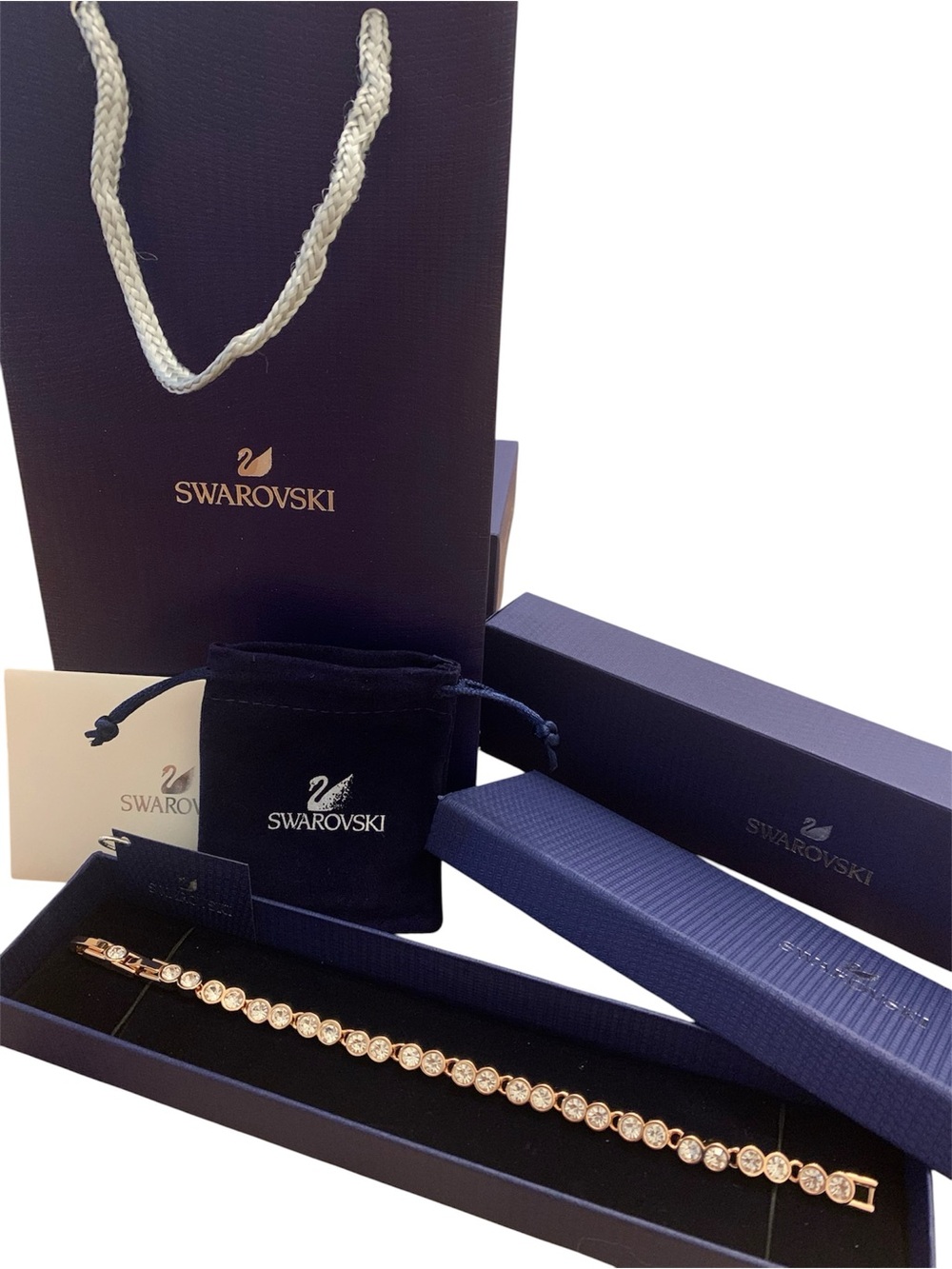 Swarovski Rose Gold Crystal Tennis Bracelet - Pink and Gold